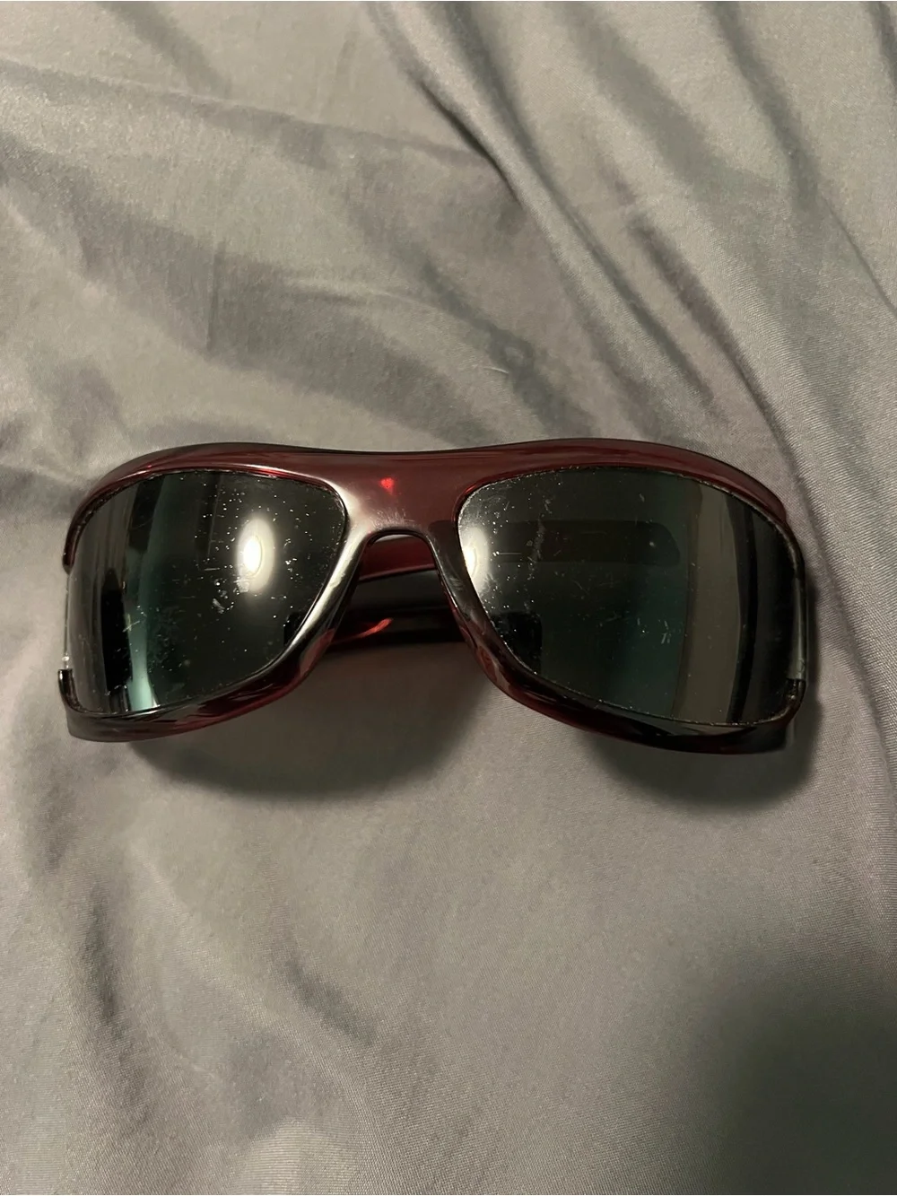 Gucci Women's Transparent Burgundy Sunglasses with Silver GG Temple